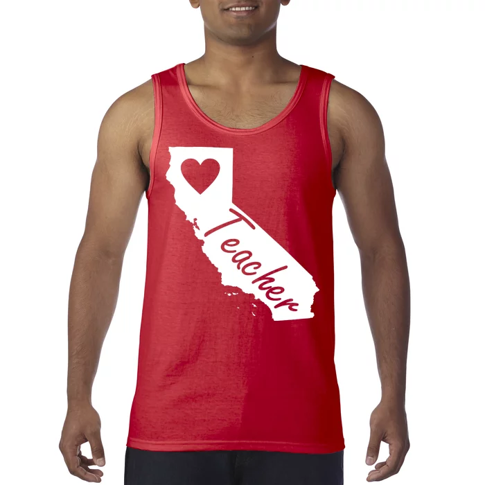 California State Teacher Red For Ed Tank Top