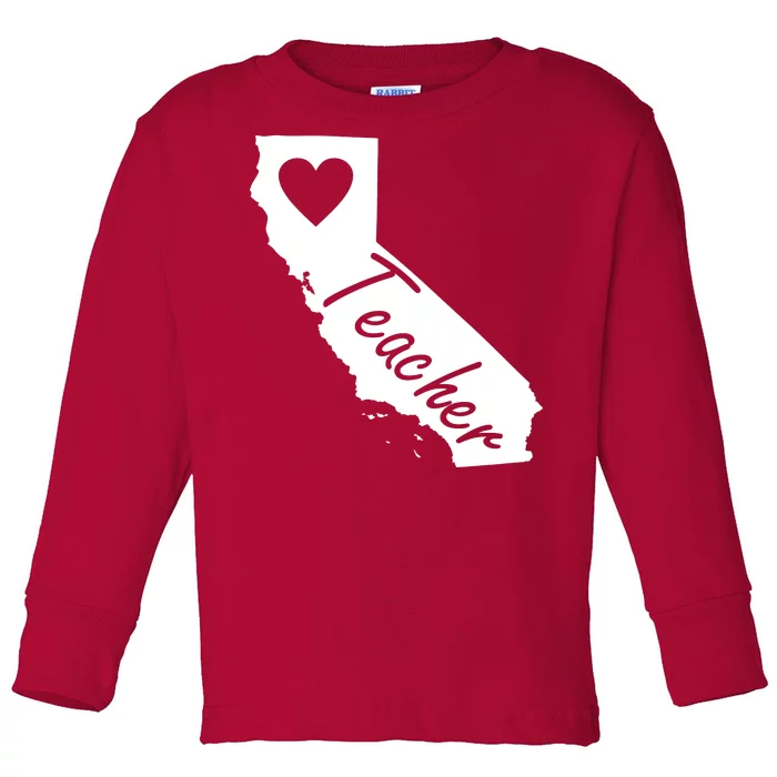 California State Teacher Red For Ed Toddler Long Sleeve Shirt