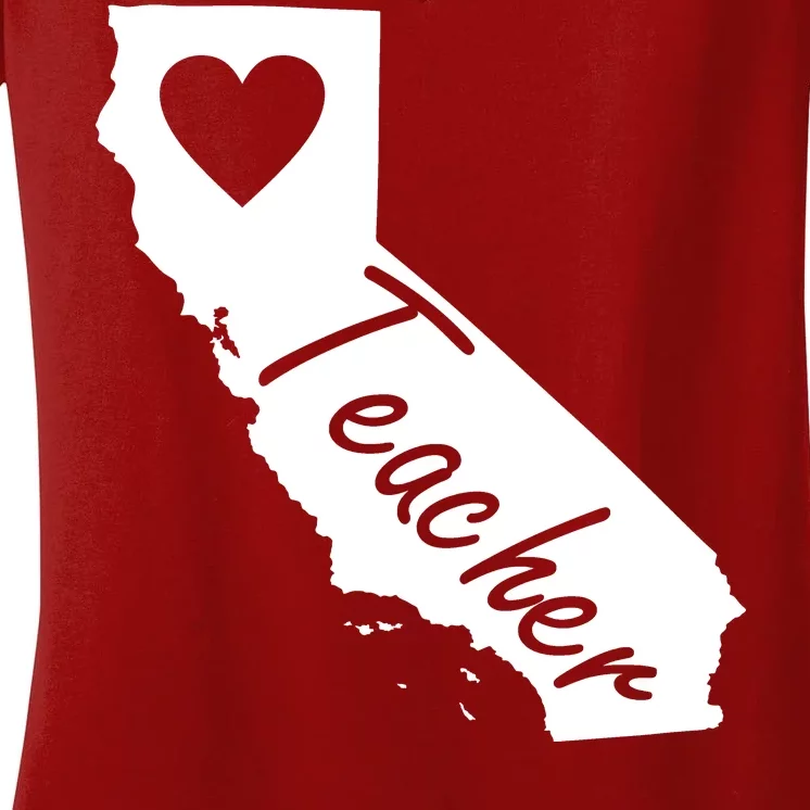 California State Teacher Red For Ed Women's V-Neck T-Shirt