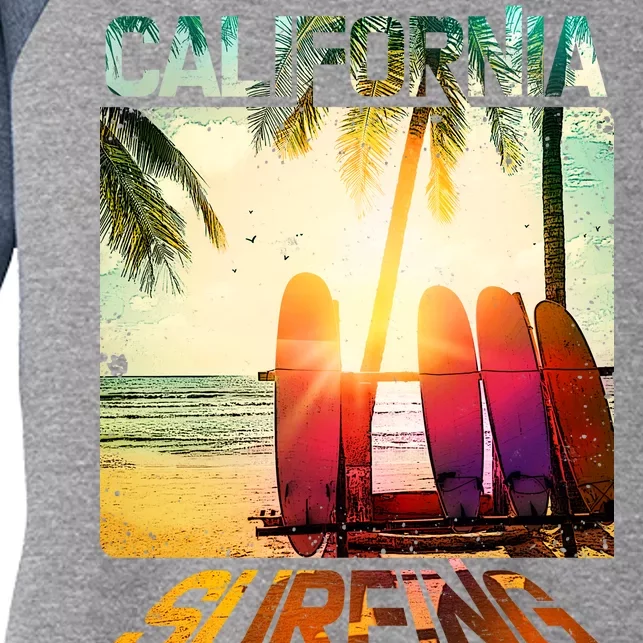 California Surfing Women's Tri-Blend 3/4-Sleeve Raglan Shirt