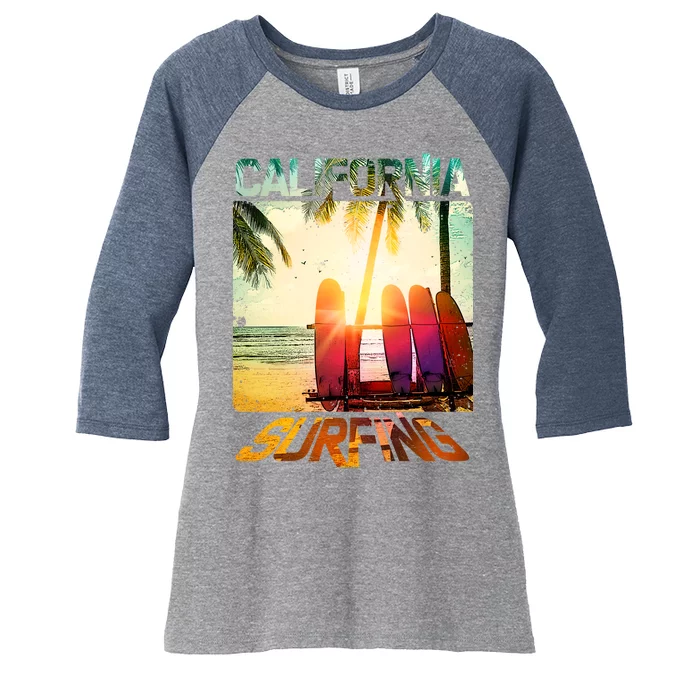 California Surfing Women's Tri-Blend 3/4-Sleeve Raglan Shirt