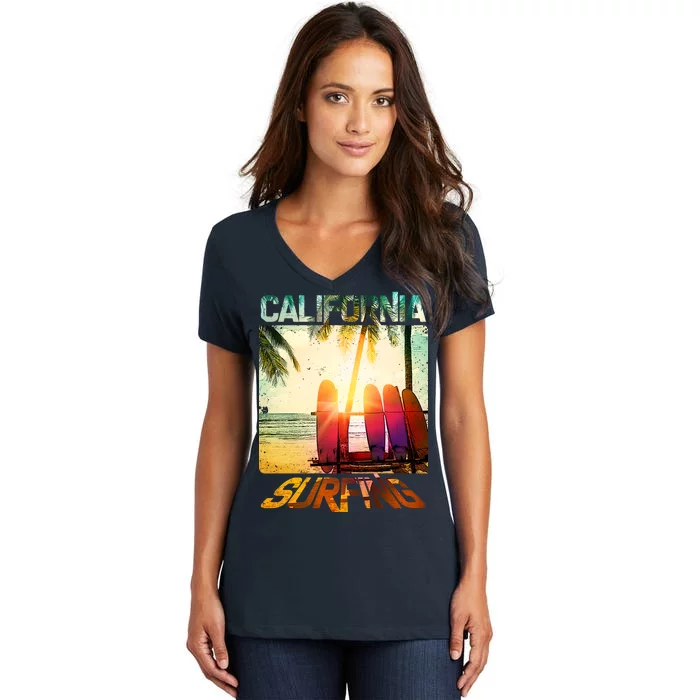 California Surfing Women's V-Neck T-Shirt