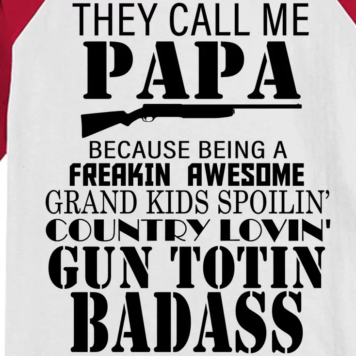 Call Me Badass Papa Spoiling Grandkids Kids Colorblock Raglan Jersey