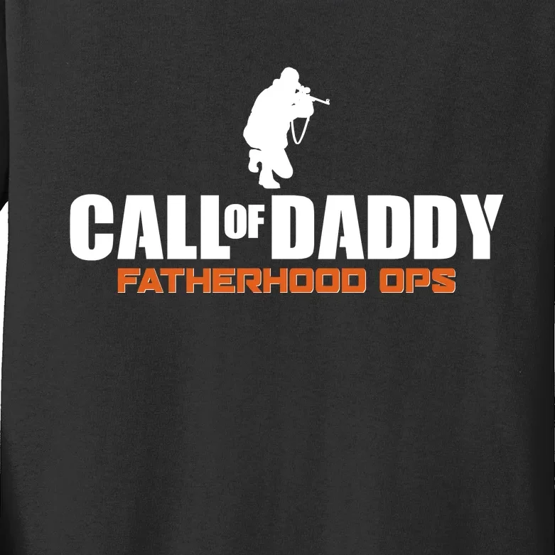 Call of Daddy Fatherhood OPS Gamer Dad Kids Long Sleeve Shirt