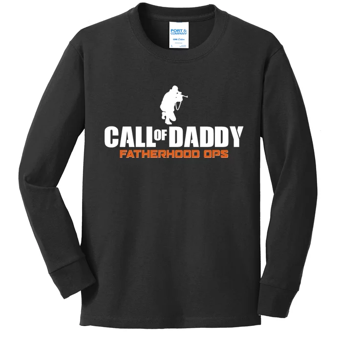 Call of Daddy Fatherhood OPS Gamer Dad Kids Long Sleeve Shirt