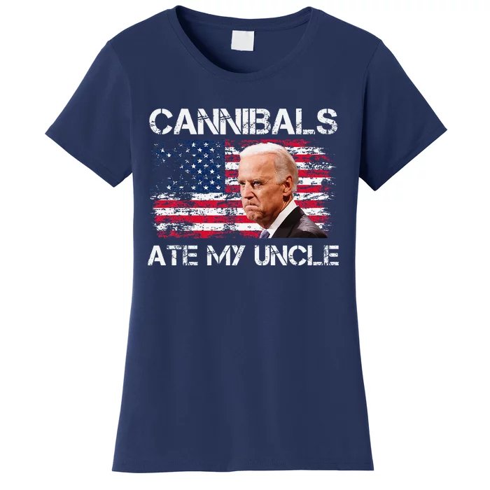 Cannibals Ate My Uncle Us Flag Biden Vinatge Women's T-Shirt