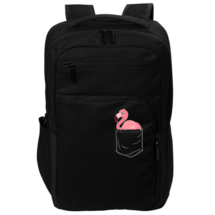 Cute Adorable Mini Flamingo in Pocket Impact Tech Backpack