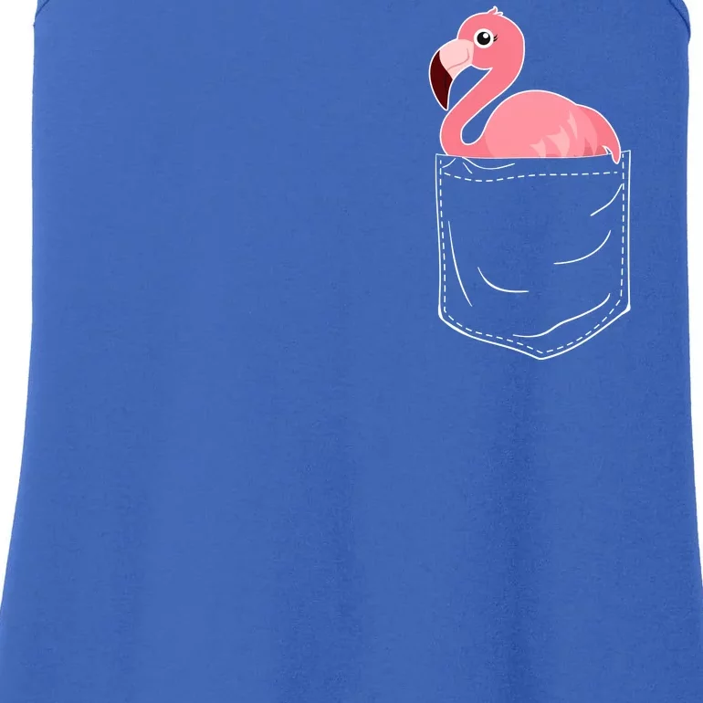 Cute Adorable Mini Flamingo in Pocket Ladies Essential Tank