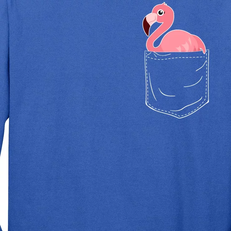 Cute Adorable Mini Flamingo in Pocket Tall Long Sleeve T-Shirt