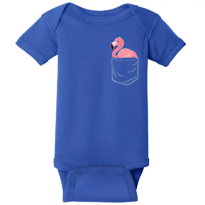 Cute Adorable Mini Flamingo in Pocket Baby Bodysuit