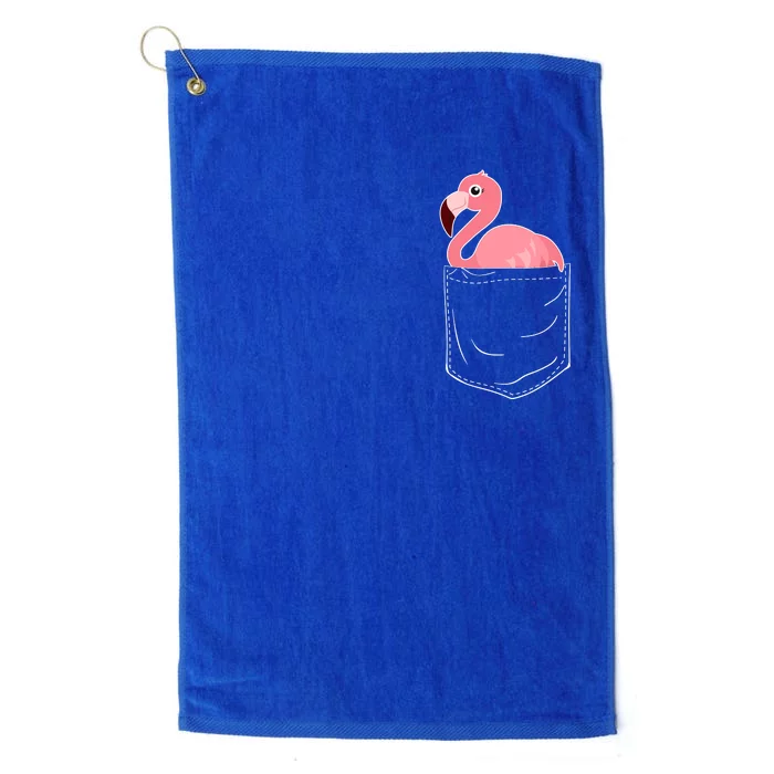 Cute Adorable Mini Flamingo in Pocket Platinum Collection Golf Towel