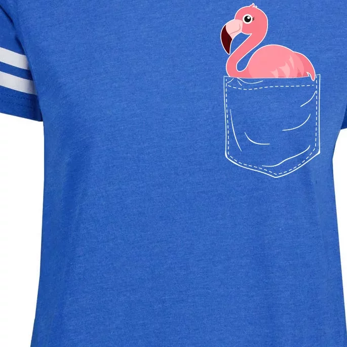 Cute Adorable Mini Flamingo in Pocket Enza Ladies Jersey Football T-Shirt