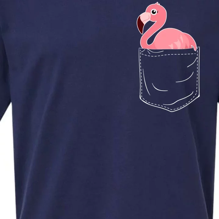 Cute Adorable Mini Flamingo in Pocket Sueded Cloud Jersey T-Shirt