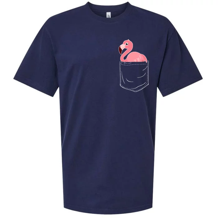 Cute Adorable Mini Flamingo in Pocket Sueded Cloud Jersey T-Shirt