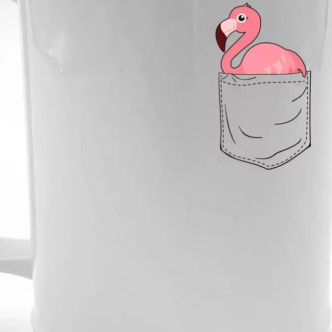 Cute Adorable Mini Flamingo in Pocket Front & Back Beer Stein