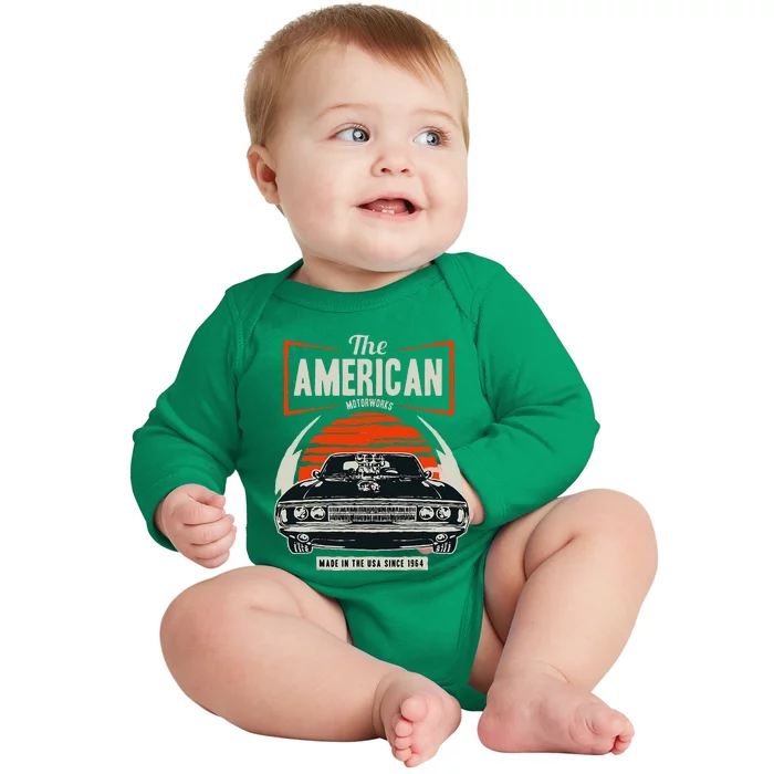 Classic American Muscle Cars Novelty Baby Long Sleeve Bodysuit