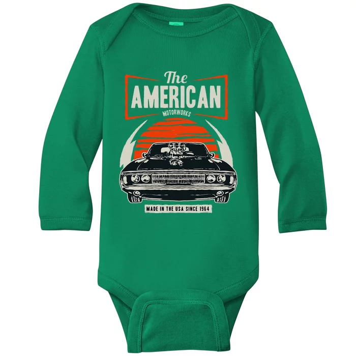 Classic American Muscle Cars Novelty Baby Long Sleeve Bodysuit