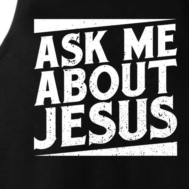 Christianity Ask Me About Jesus Christian Gift Ladies Tri-Blend Wicking Tank