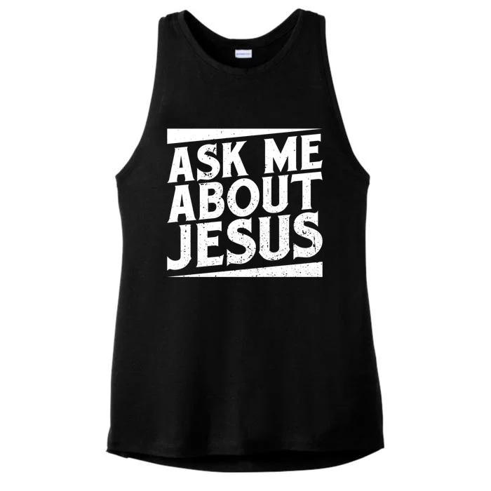 Christianity Ask Me About Jesus Christian Gift Ladies Tri-Blend Wicking Tank