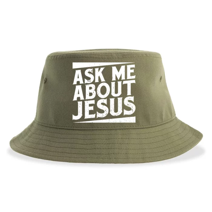 Christianity Ask Me About Jesus Christian Gift Sustainable Bucket Hat