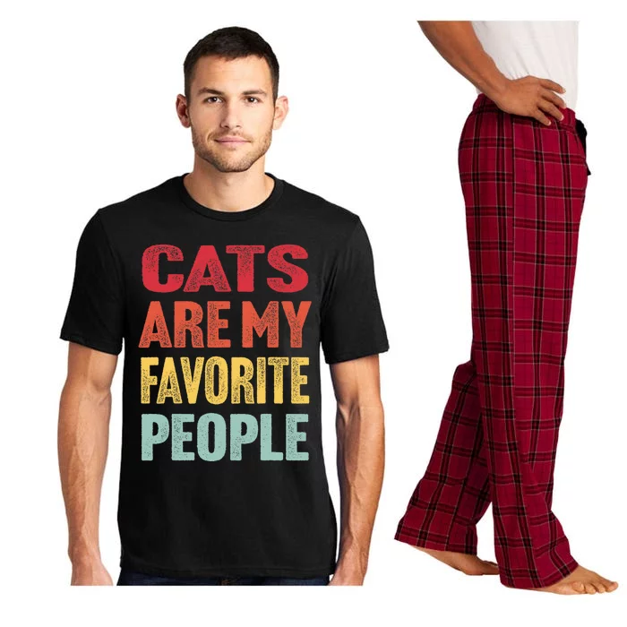 Cats Are My Favorite People - Funny Vintage Cats Heart Pajama Set