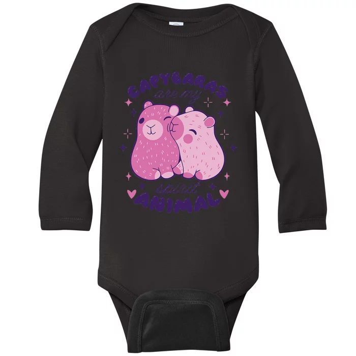 Capybaras Are My Spirit Animal Rodent Lover Baby Long Sleeve Bodysuit