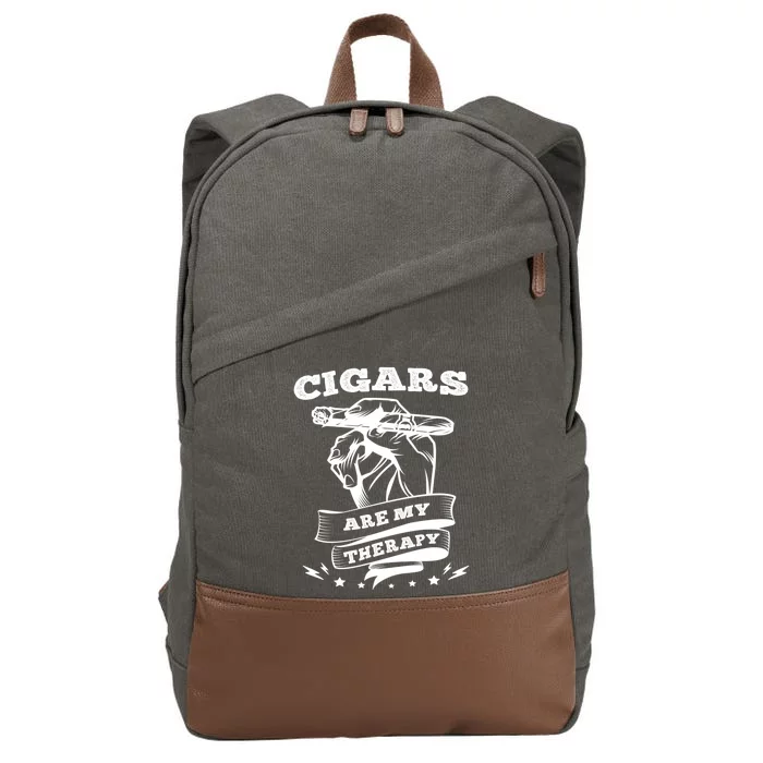 Cigars Are My Therapy Cigars Smoker Smiking Cigar Gift Cotton Canvas Backpack