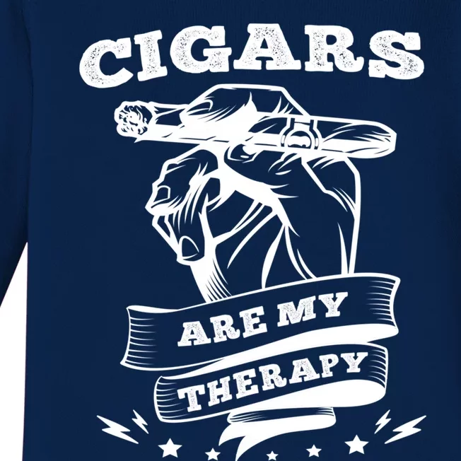 Cigars Are My Therapy Cigars Smoker Smiking Cigar Gift Baby Long Sleeve Bodysuit