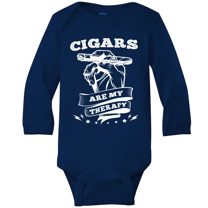 Cigars Are My Therapy Cigars Smoker Smiking Cigar Gift Baby Long Sleeve Bodysuit