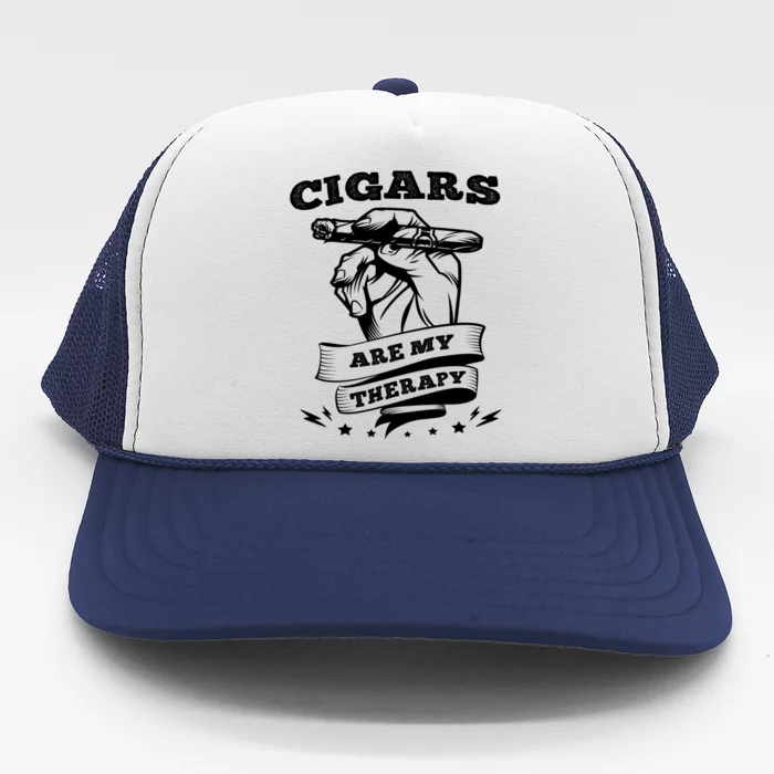 Cigars Are My Therapy Cigars Smoker Smiking Cigar Gift Trucker Hat