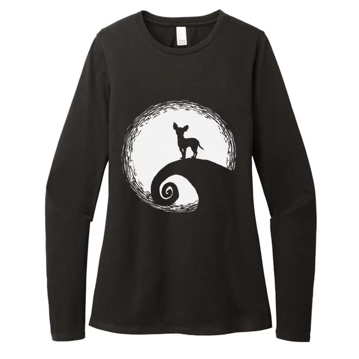 Chihuahua And Moon Funny Halloween For Dog Lover Gift Womens CVC Long Sleeve Shirt