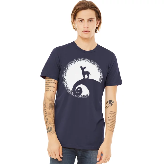 Chihuahua And Moon Funny Halloween For Dog Lover Gift Premium T-Shirt