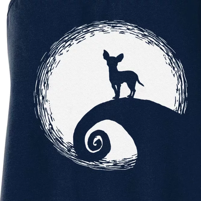 Chihuahua And Moon Funny Halloween For Dog Lover Gift Women's Racerback Tank