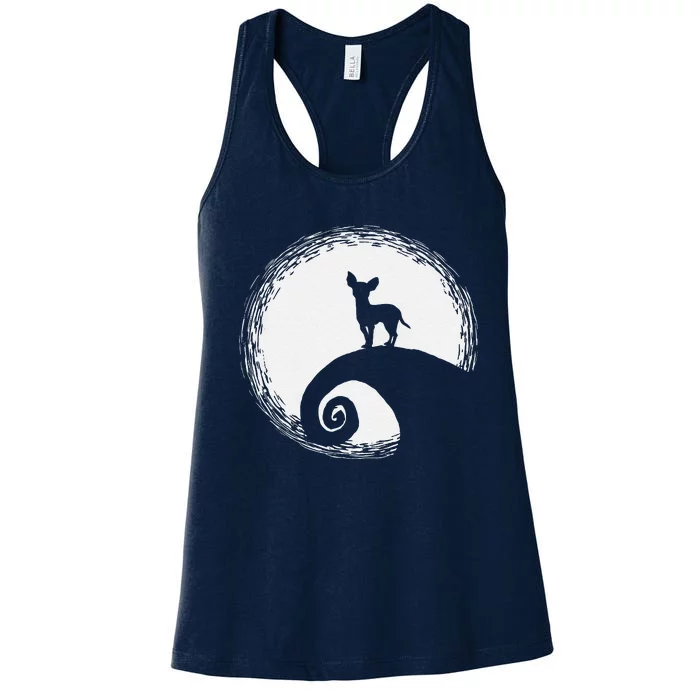 Chihuahua And Moon Funny Halloween For Dog Lover Gift Women's Racerback Tank