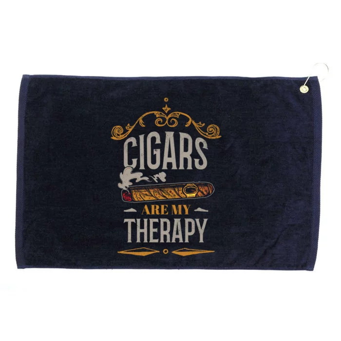 Cigars Are My Therapy Funny Vintage Cigar Gift Grommeted Golf Towel