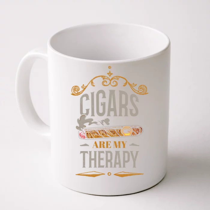 Cigars Are My Therapy Funny Vintage Cigar Gift Front & Back Coffee Mug