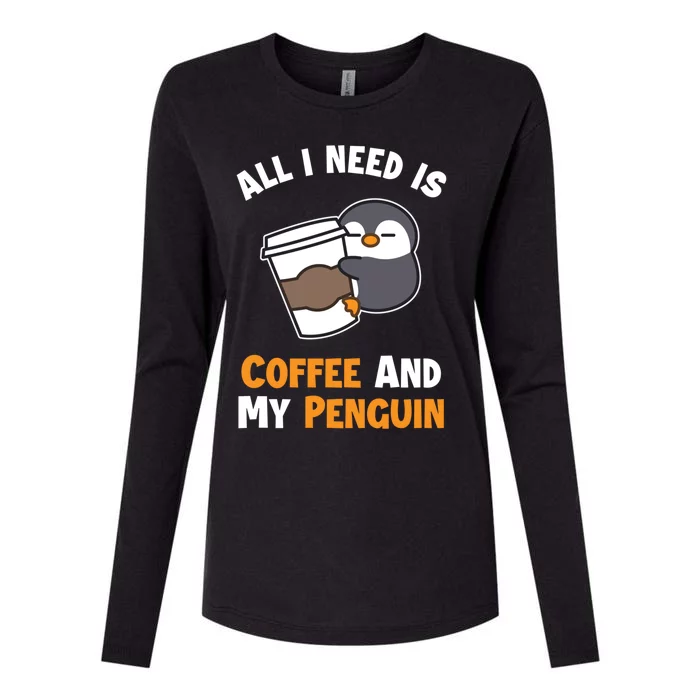 Coffee And My Penguin Sea Bird King Emperor Penguin Gift Womens Cotton Relaxed Long Sleeve T-Shirt