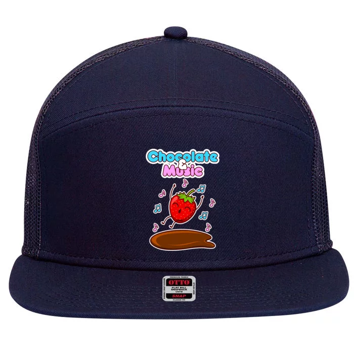 Chocolate And Music Strawberry Dancing Chocolatier Gift 7 Panel Mesh Trucker Snapback Hat