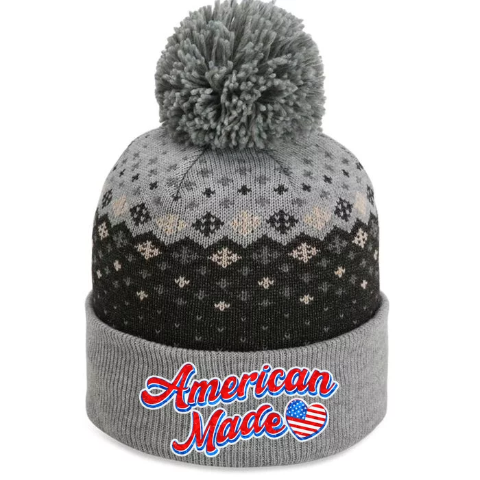 Cute American Made American USA Flag Heart The Baniff Cuffed Pom Beanie