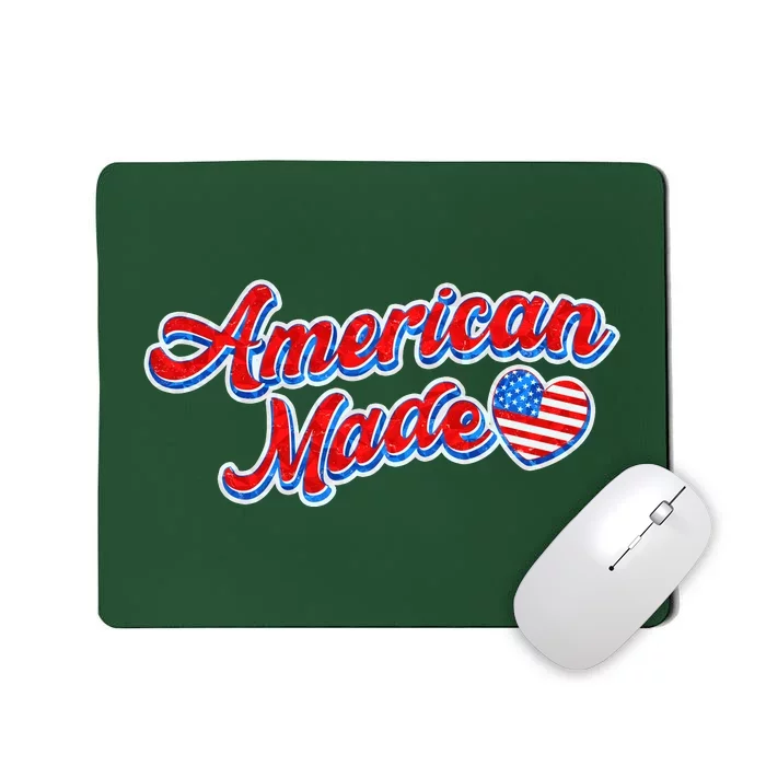 Cute American Made American USA Flag Heart Mousepad