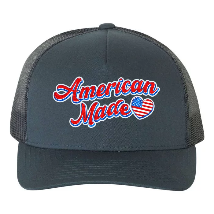 Cute American Made American USA Flag Heart Yupoong Adult 5-Panel Trucker Hat