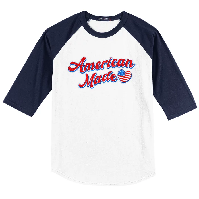 Cute American Made American USA Flag Heart Baseball Sleeve Shirt