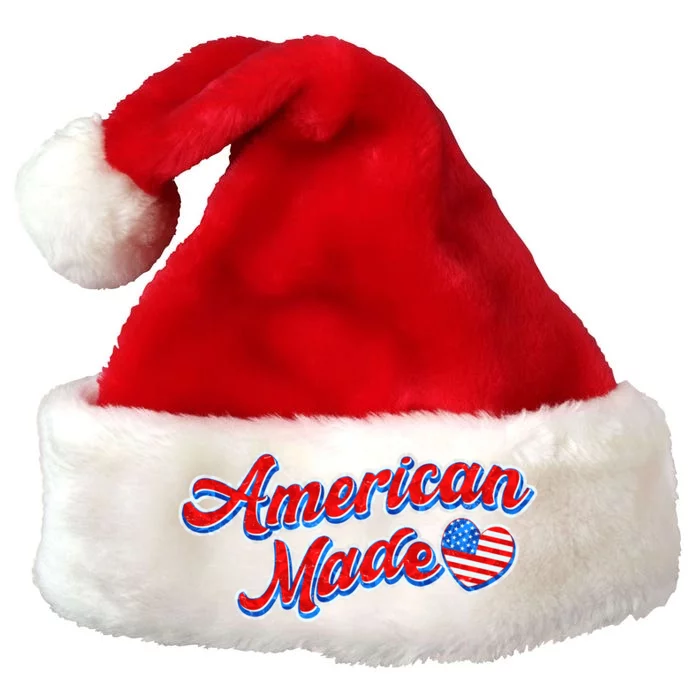 Cute American Made American USA Flag Heart Premium Christmas Santa Hat