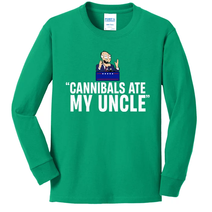 Cannibals Ate My Uncle Biden Trump Saying Kids Long Sleeve Shirt