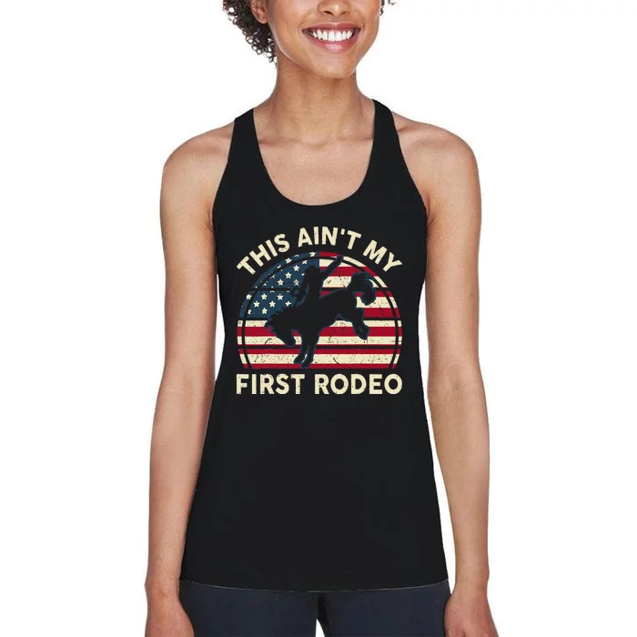 Cowboy Aint My First Rodeo Funny Western Horse Riding Women's Racerback Tank