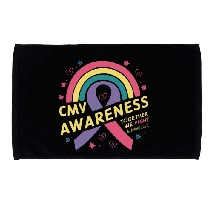 Cmv Awareness Month Ribbon Cmv Awareness Month Rainbow 2024 Gift Microfiber Hand Towel