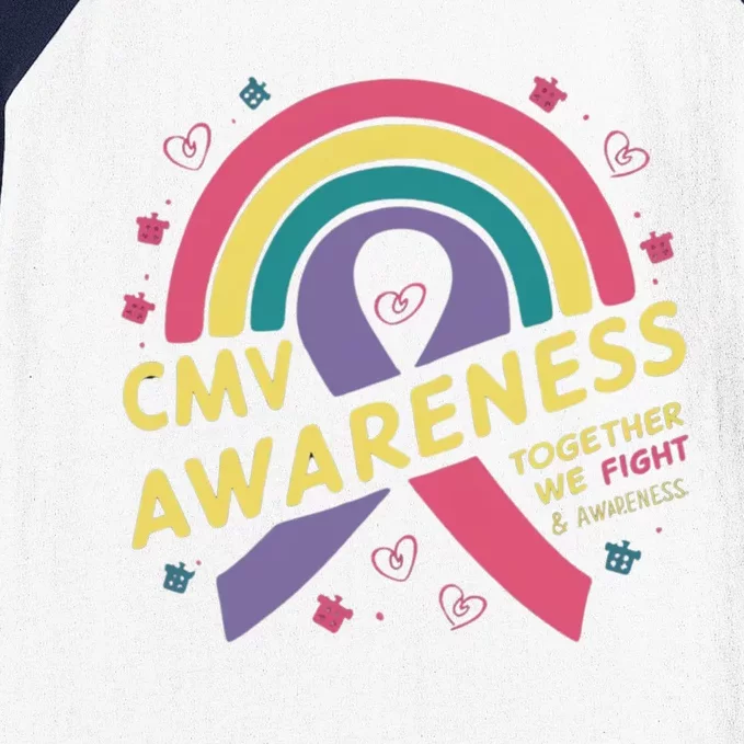 Cmv Awareness Month Ribbon Cmv Awareness Month Rainbow 2024 Gift Baseball Sleeve Shirt