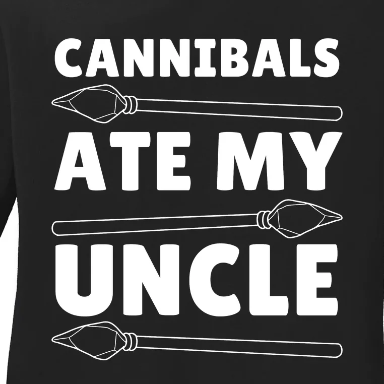 Cannibals Ate My Uncle Joe Biden Saying Funny Trump 2024 Ladies Long Sleeve Shirt