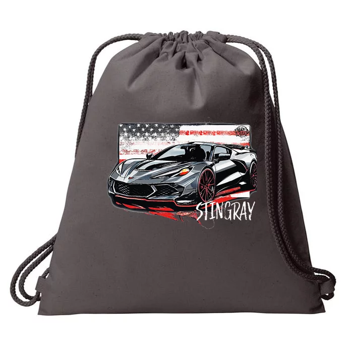 C8 American Muscle V8 Supercar Stingray Cool Vette Mechanic Drawstring Bag