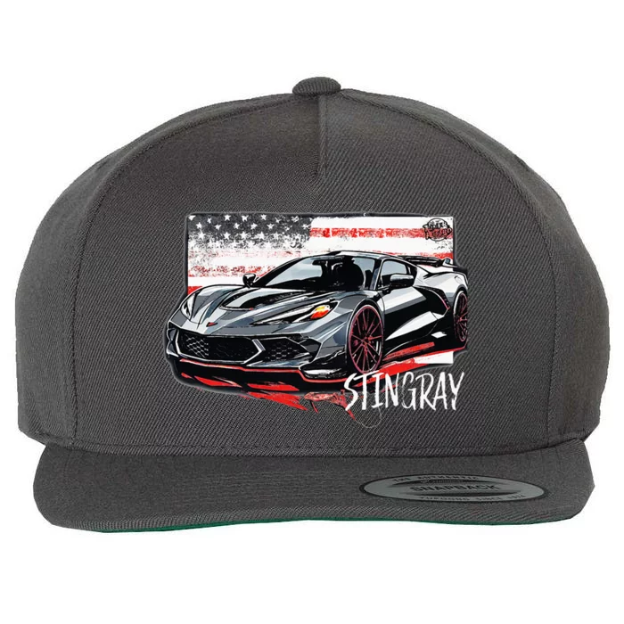 C8 American Muscle V8 Supercar Stingray Cool Vette Mechanic Wool Snapback Cap